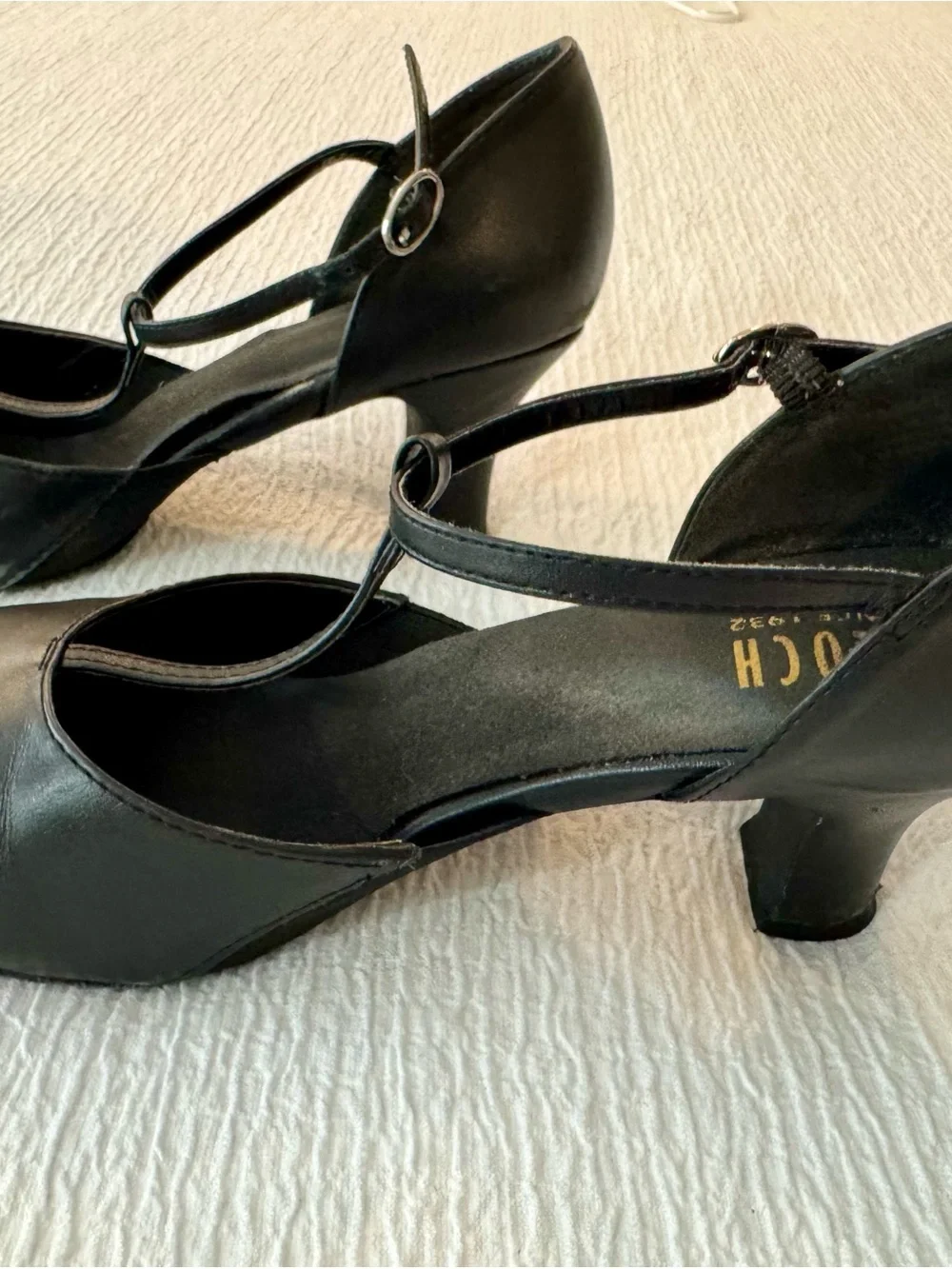 Bloch Chord T-Strap Character Shoes Black Leather 3” Heel Sz 9.5B